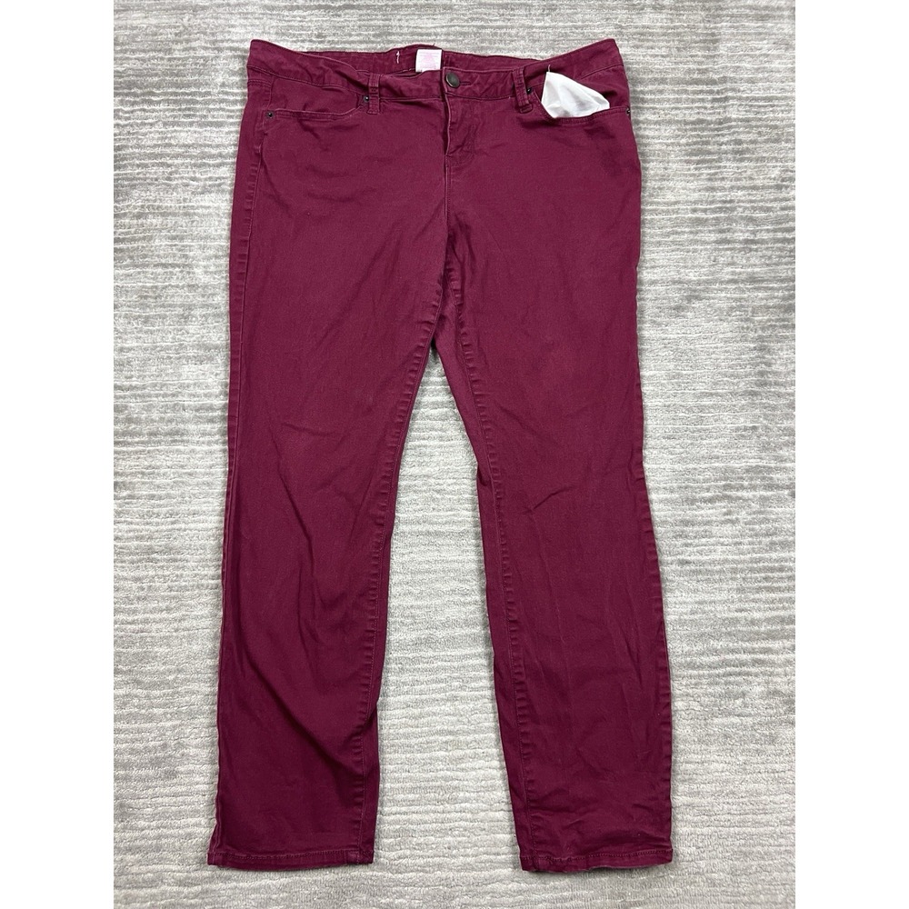 No Boundaries Pants Juniors 17 Red Wine Cotton Blend Straight Jeans
